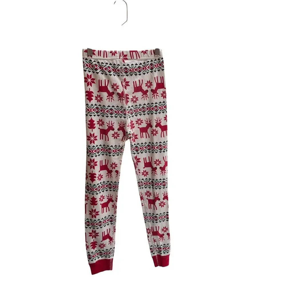 Hanna Andersson Kids Fair Isle Reindeer Pajama Set Size 10 Red White Cotton
